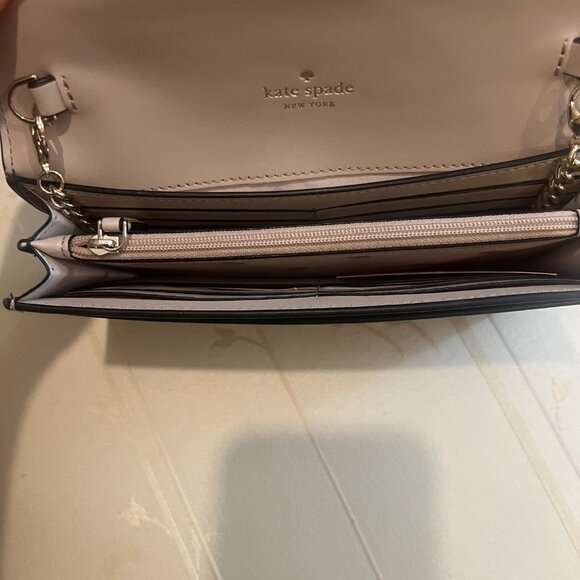 NWT Kate Spade Black Scallop Leather Wallet on Chain - Picture 3 of 11